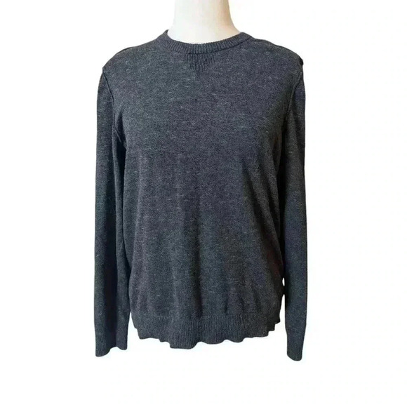 Express Charcoal Gray Long Sleeve 100% Cotton Sweater Size Med Inside Out Seams - Picture 1 of 8